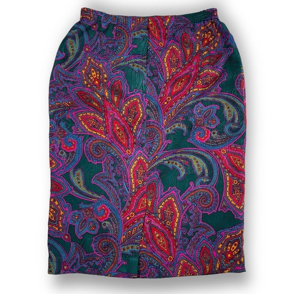 Anne Crimmins For Umi Collections Womens Silk Skirt Knee Length Vibrant Boho 10 - Picture 4 of 13